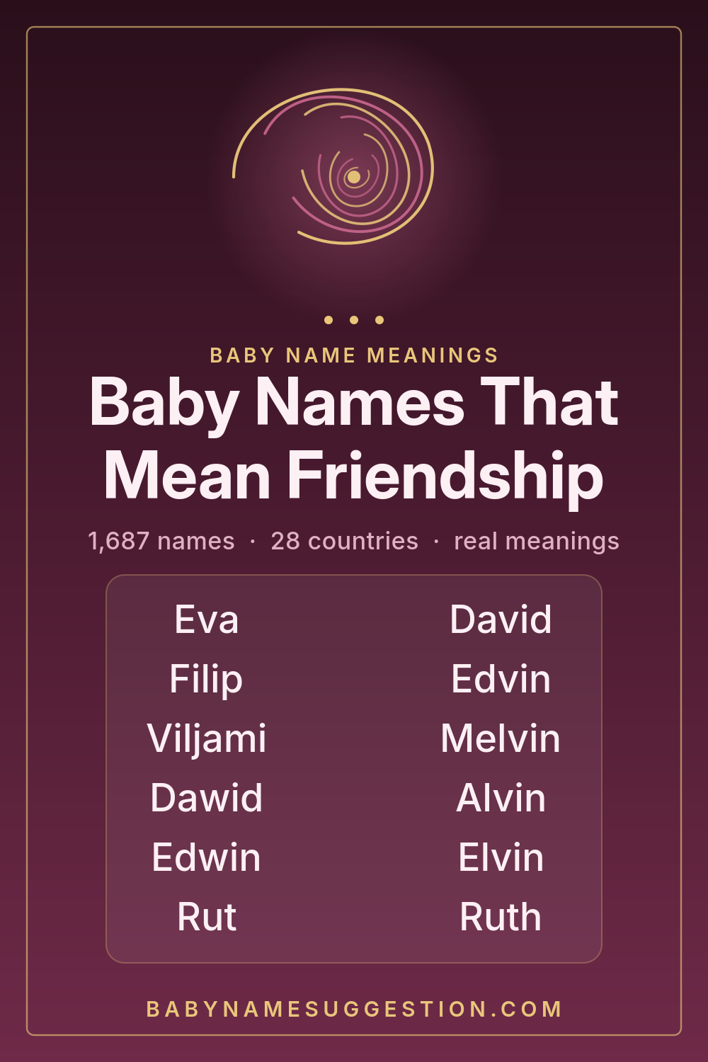 Baby Names That Mean Friendship - a shareable list of 1,726 baby names with their meanings, origins and popularity rankings